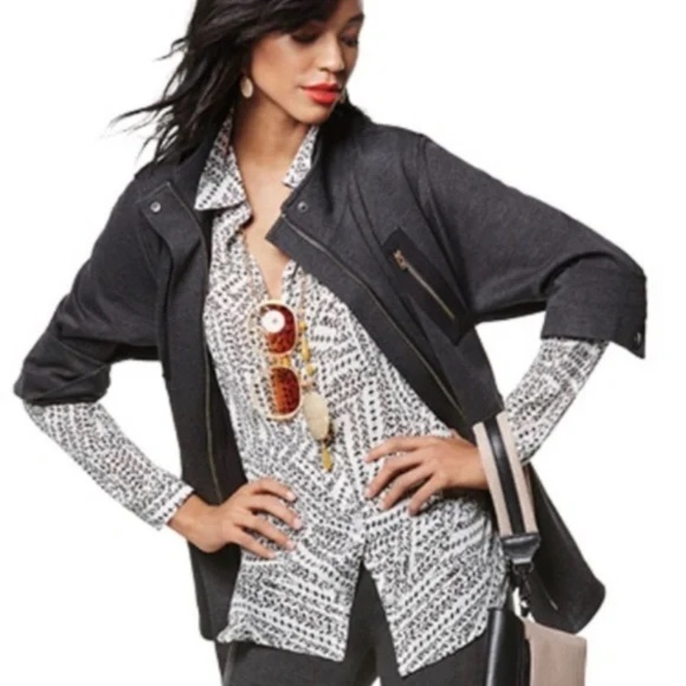 Cabi Splitback Blouse Black & White, Size M